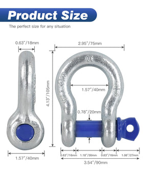 Krytonel side profile of 5/8 inch D-ring shackle showing no-gap connection benefit