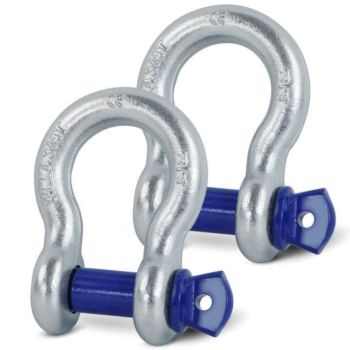 Krytonel front view of 3/4" D-ring shackle pack shows compact, strong attachments