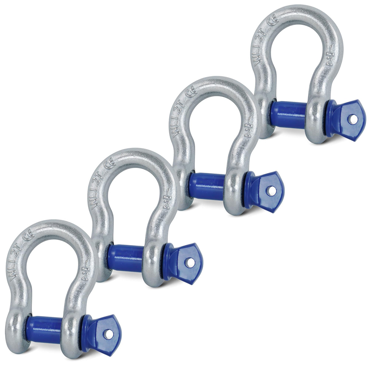 Krytonel front view of 4-pack D-ring shackles showing secure connectivity benefit