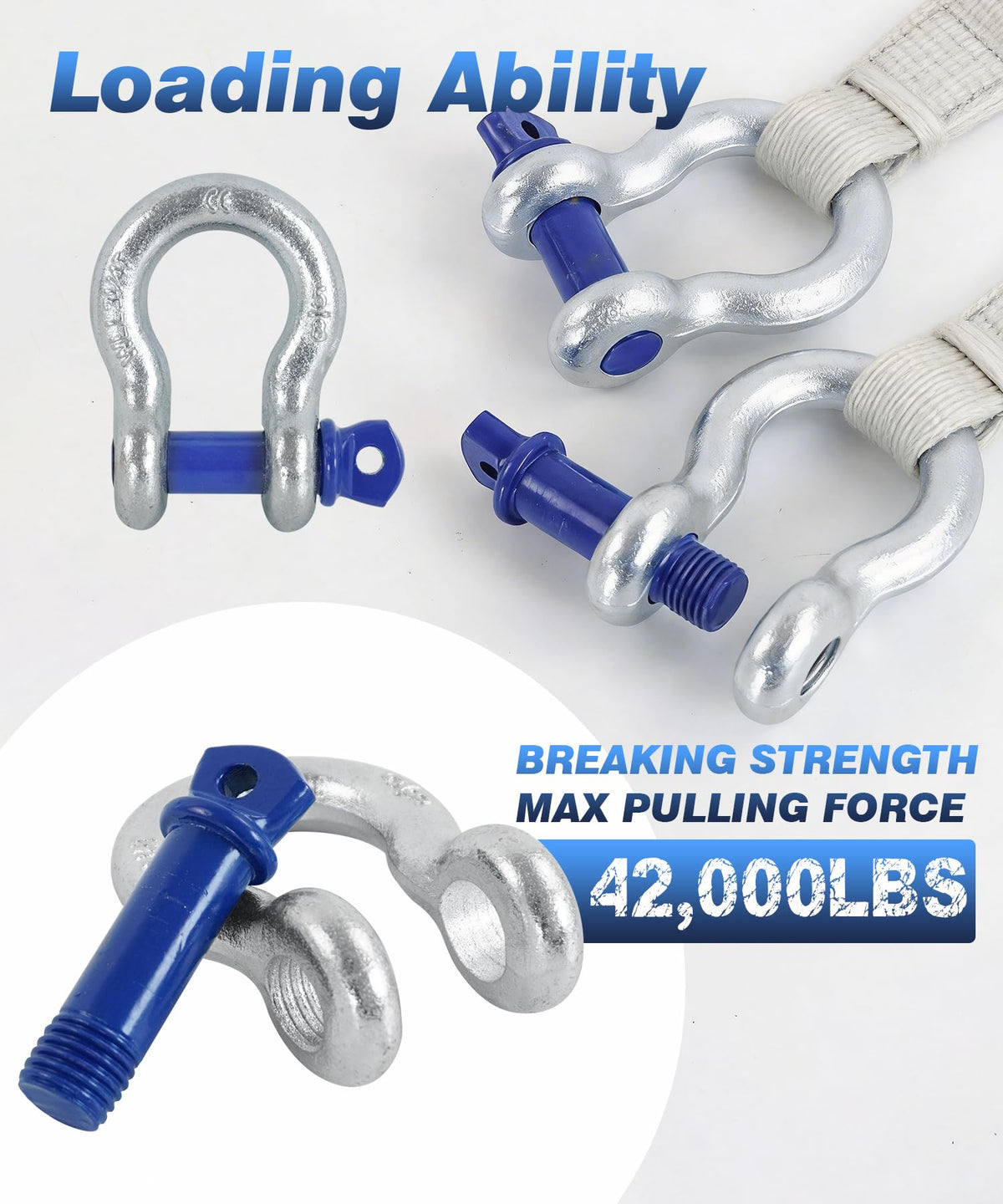Krytonel shackle attached to tow strap during vehicle recovery showing reliable load transfer