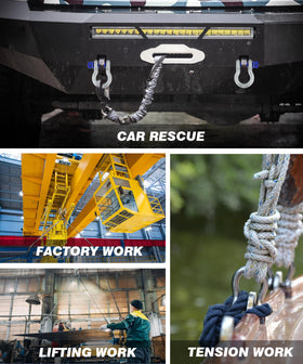 Krytonel shackle mounted on vehicle in recovery scene demonstrating practical durability