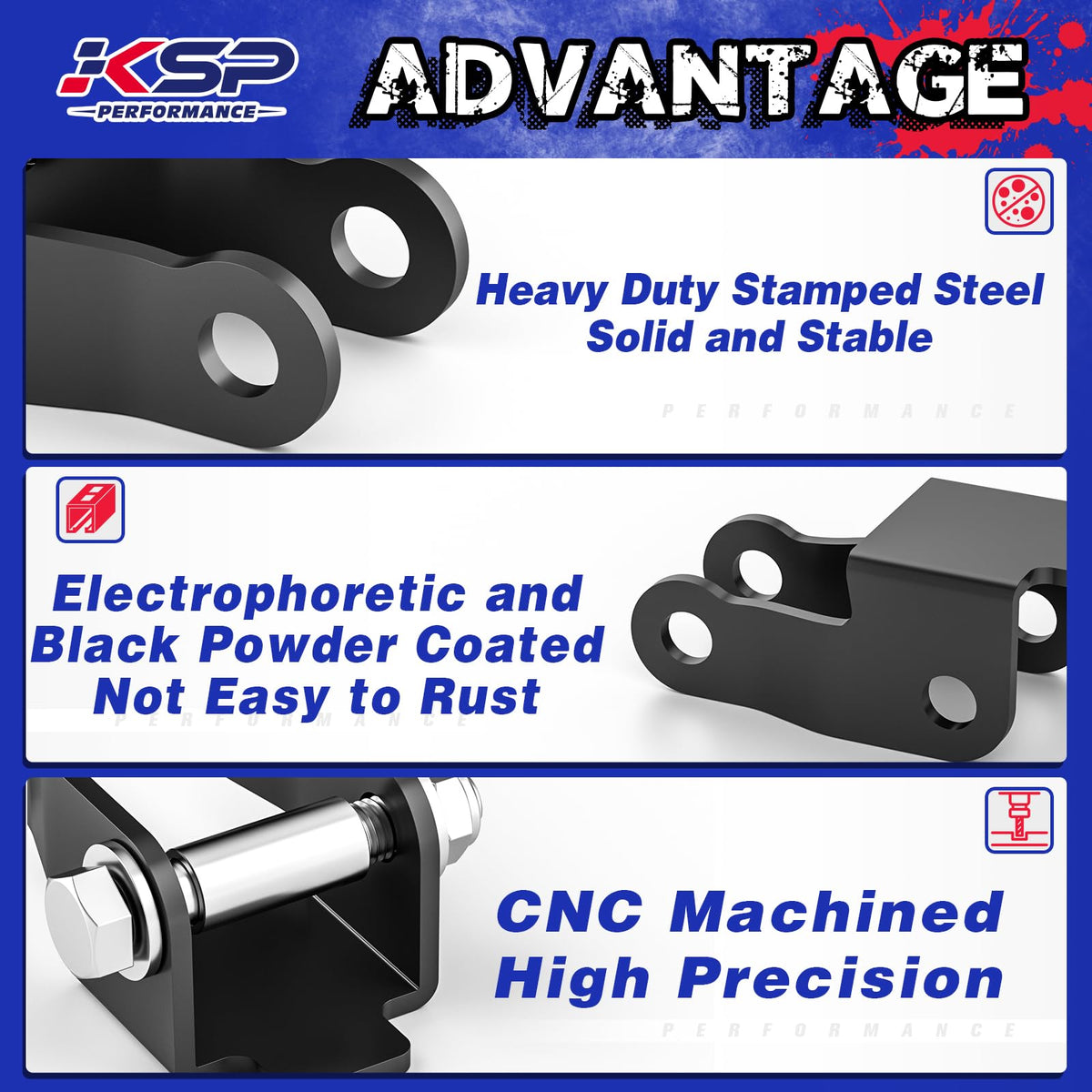 KSP PERFORMANCE mounted on truck rear demonstrating restored shock angle and stability