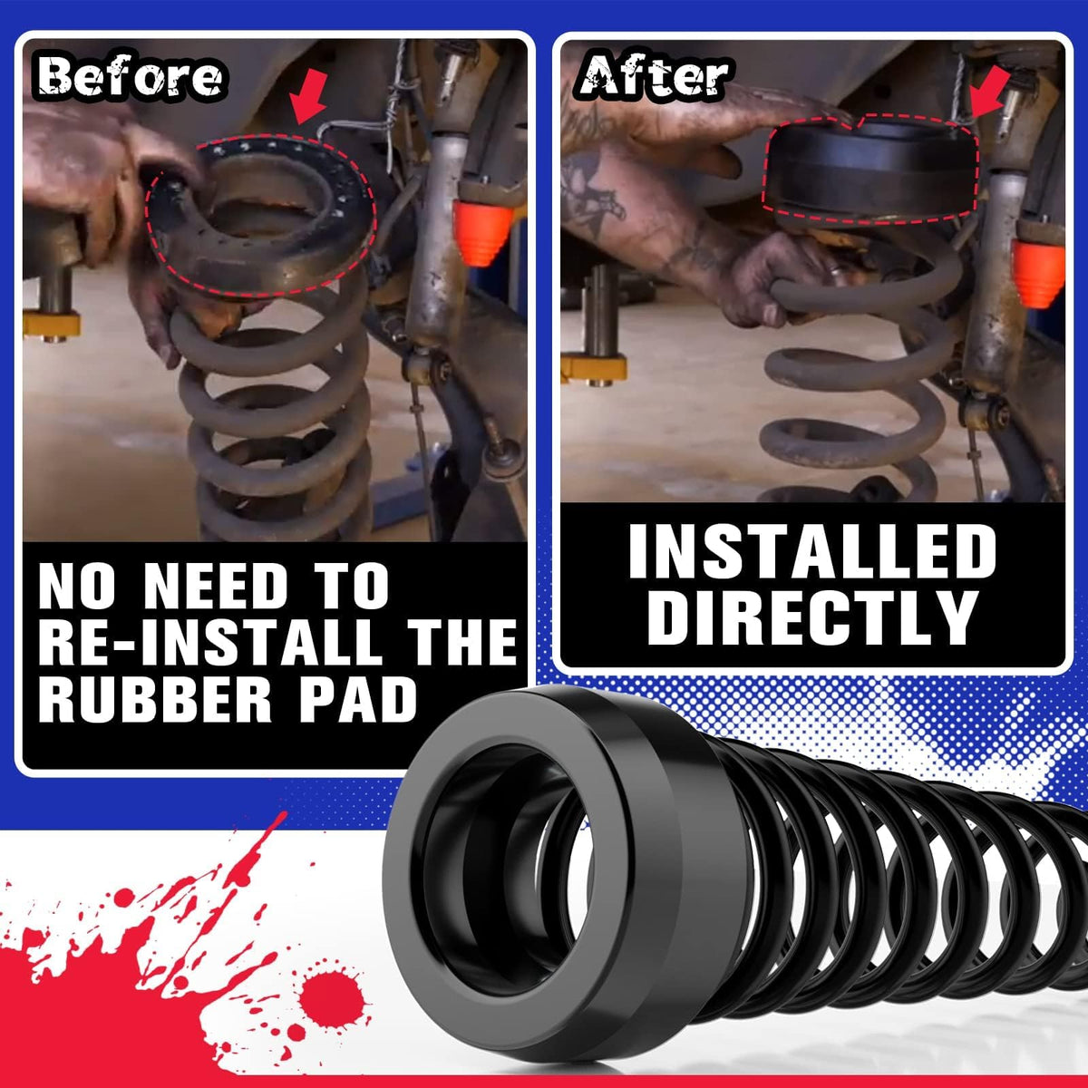 KSP PERFORMANCE lifted Dodge Ram front before and after comparison showing increased tire clearance