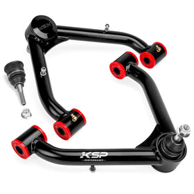 KSP PERFORMANCE front upper arms in packaging showing complete kit benefits
