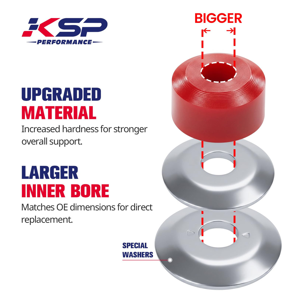 KSP PERFORMANCE installed on sway bar end link illustrating improved fit