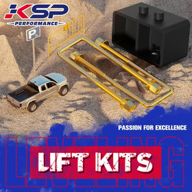 KSP PERFORMANCE installed kit on F-150 rear axle demonstrating corrected stance