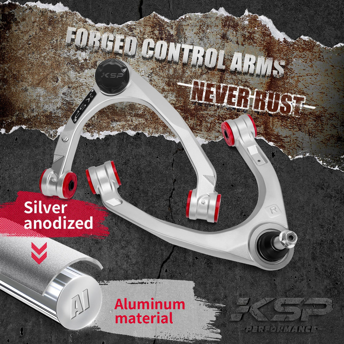 KSP PERFORMANCE installed passenger-side arm on lifted truck demonstrating fit and clearance