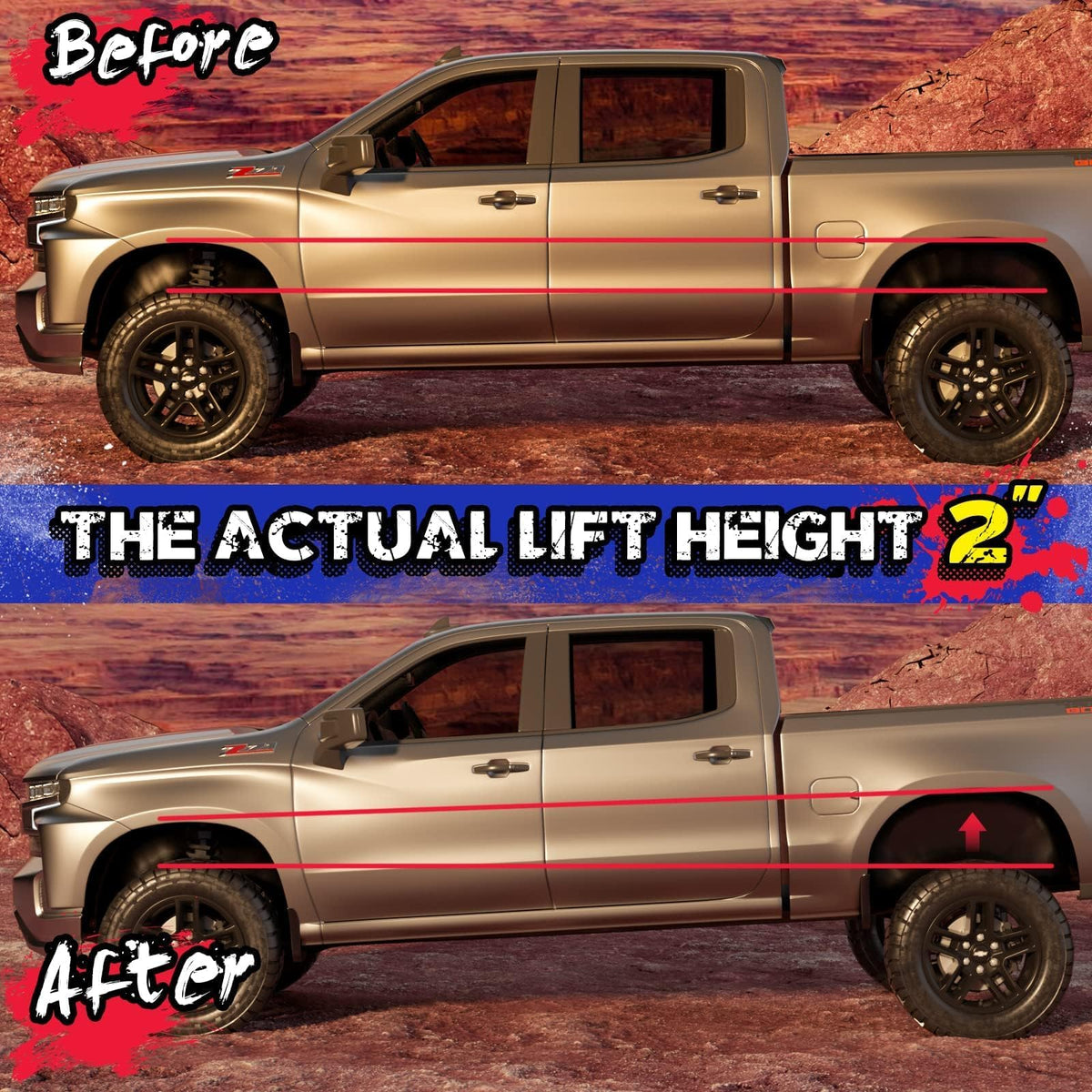 KSP PERFORMANCE installed rear three-quarter view showing leveled truck stance