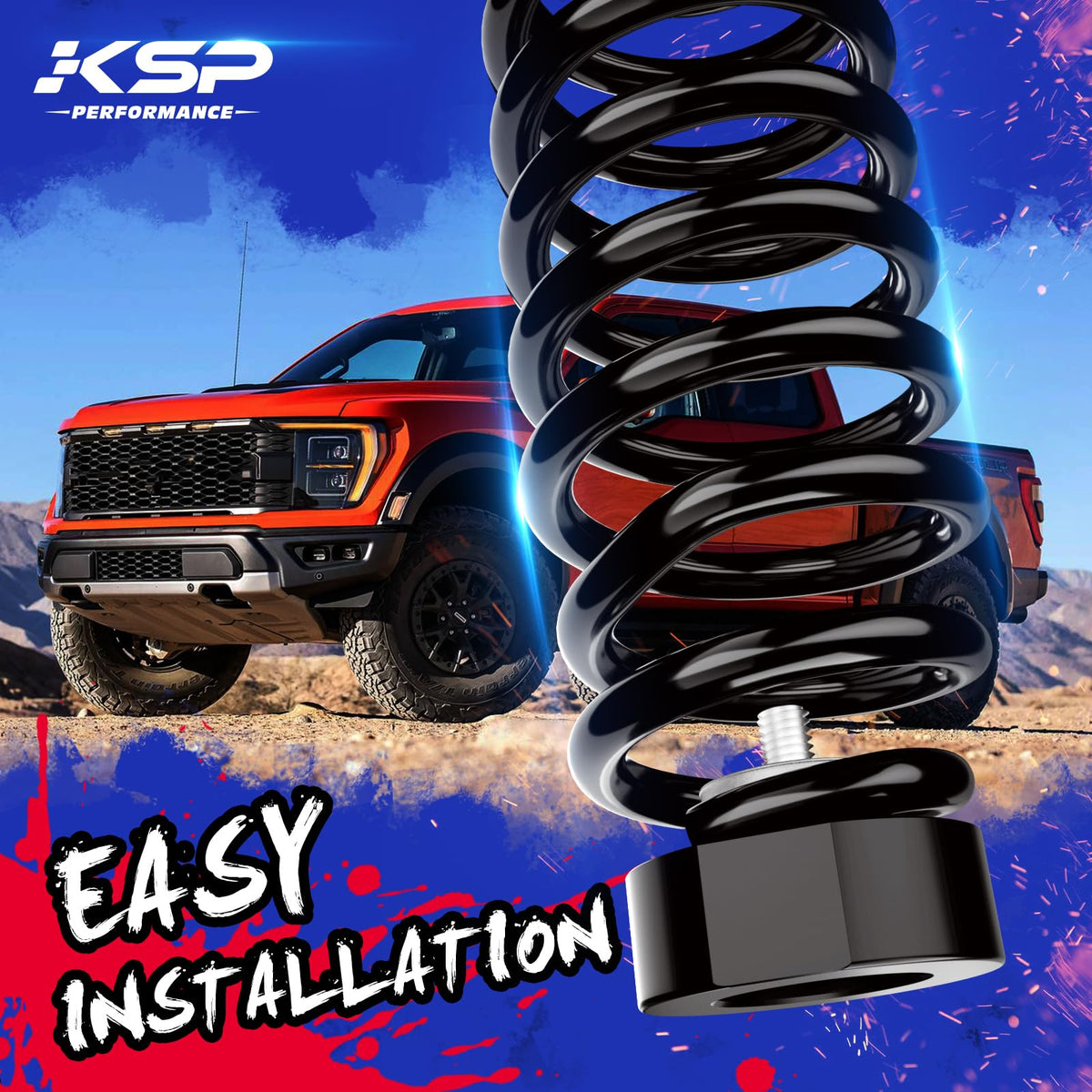 KSP PERFORMANCE truck parked offroad lifestyle shot highlighting rugged look and added clearance