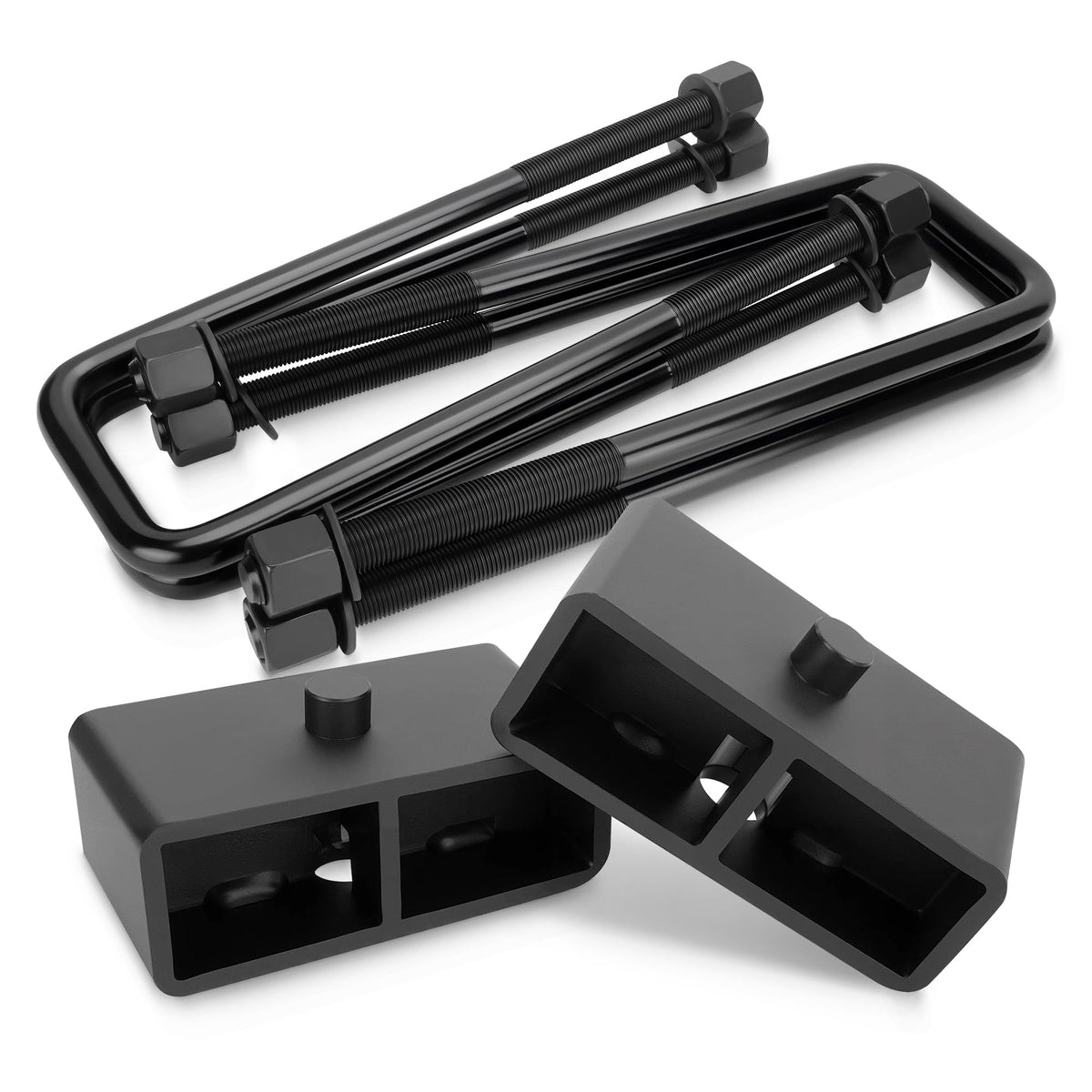 KSP PERFORMANCE front view of lift block kit showing complete hardware and fitment benefits