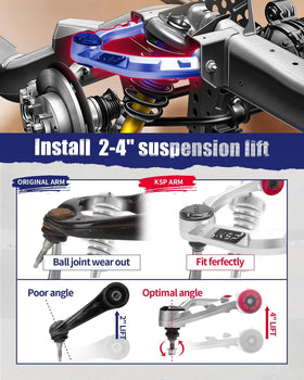 KSP PERFORMANCE packaged control arm with protective covers and installation hardware included