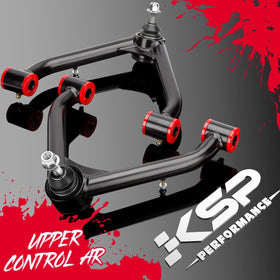 KSP PERFORMANCE arm beside stock arm showing stronger tube diameter