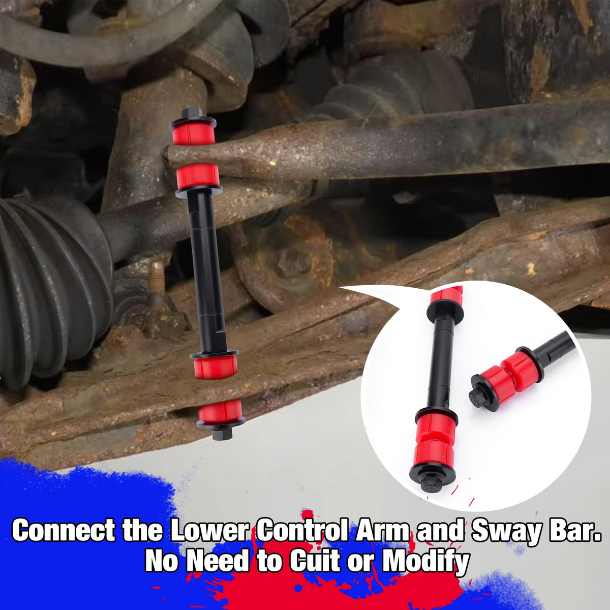 KSP PERFORMANCE end link beside ruler showing dimensions and lift compatibility clarity