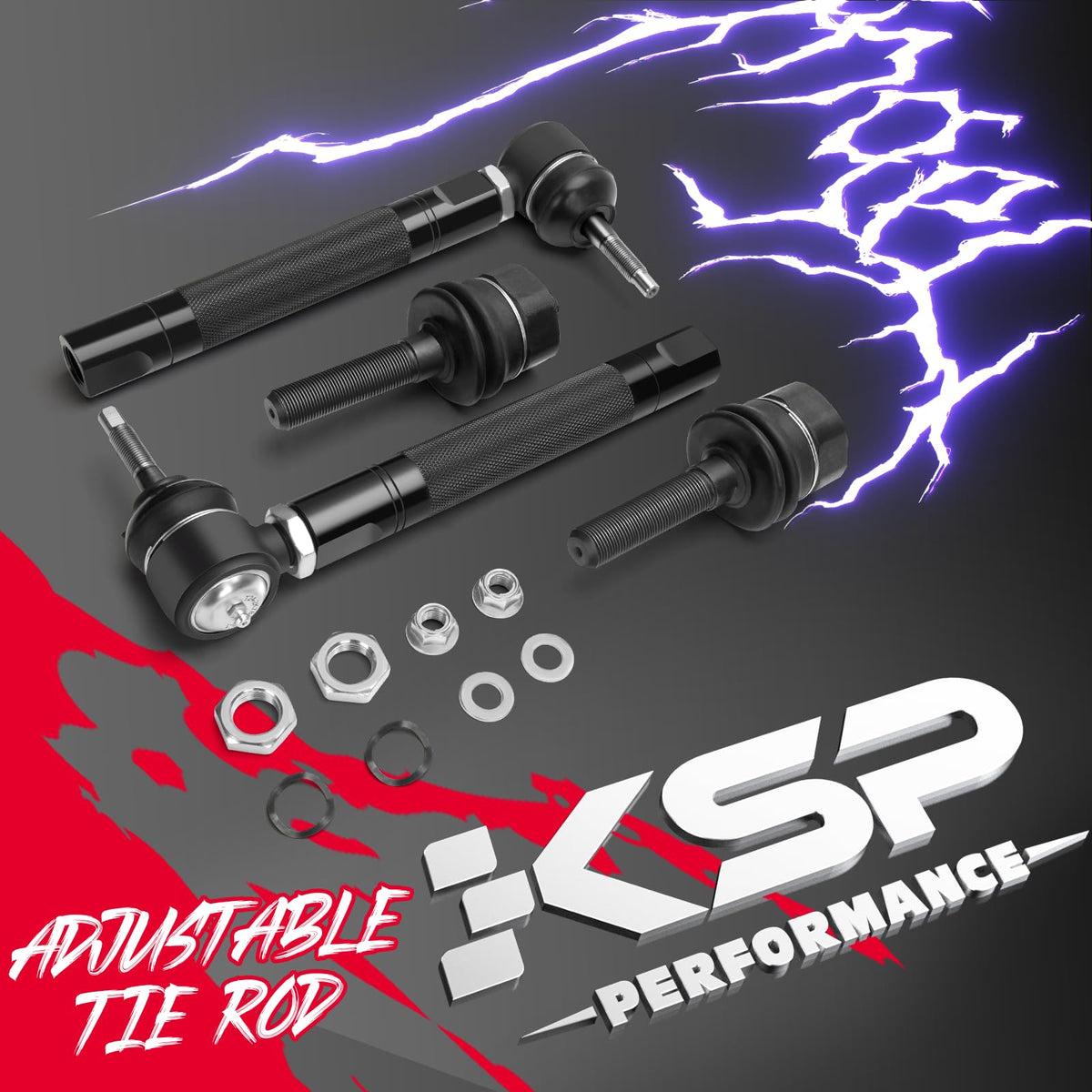 KSP PERFORMANCE tie rod next to ruler for scale showing wider rod diameter and improved durability