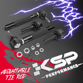 KSP PERFORMANCE tie rod next to ruler for scale showing wider rod diameter and improved durability
