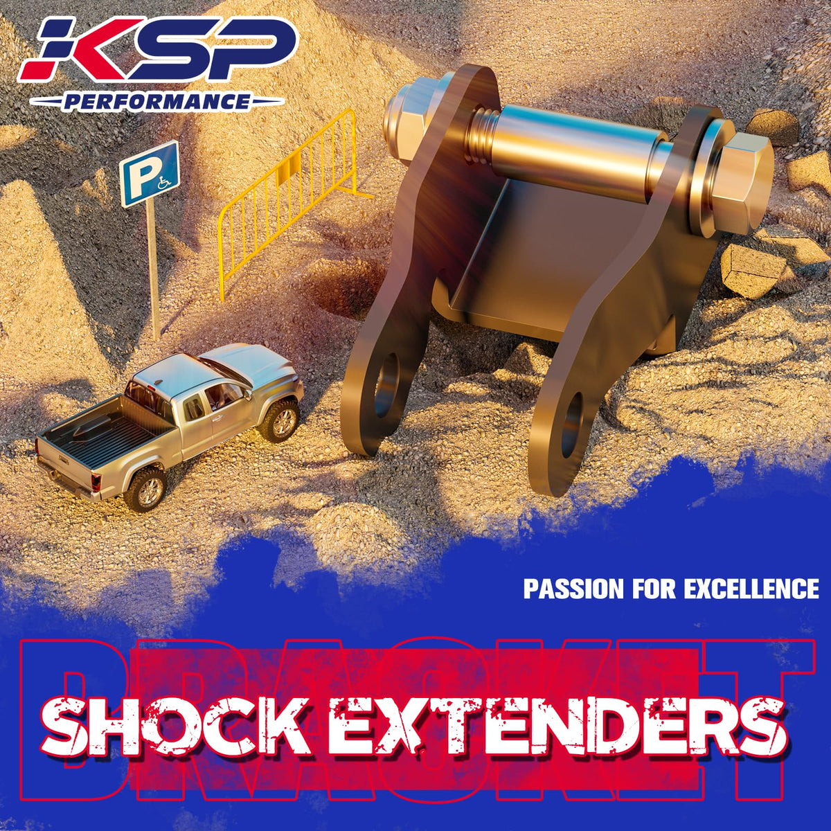 KSP PERFORMANCE side profile installed to show lowered shock alignment benefit