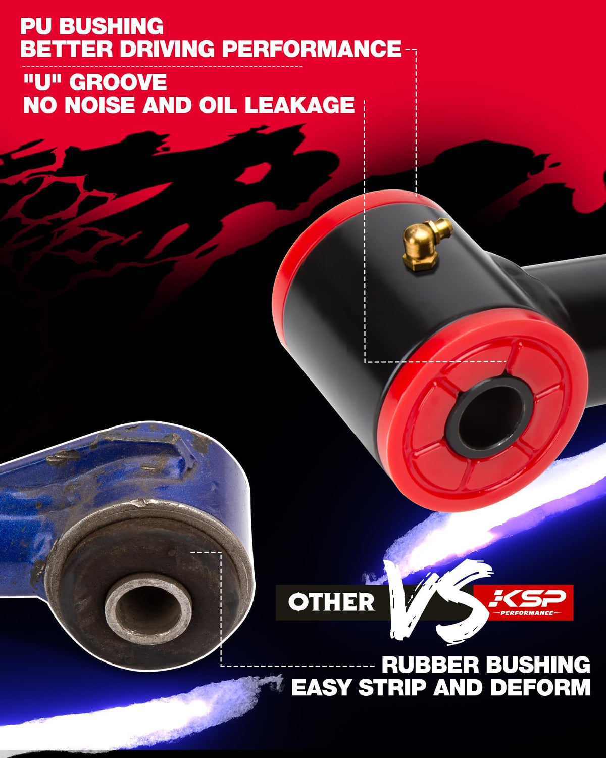 KSP PERFORMANCE red textured finish and CNC-machined surface for protection