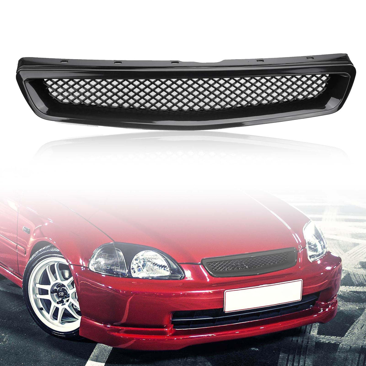 Kspeed front grille front view showing clean JDM Type R look and airflow benefit
