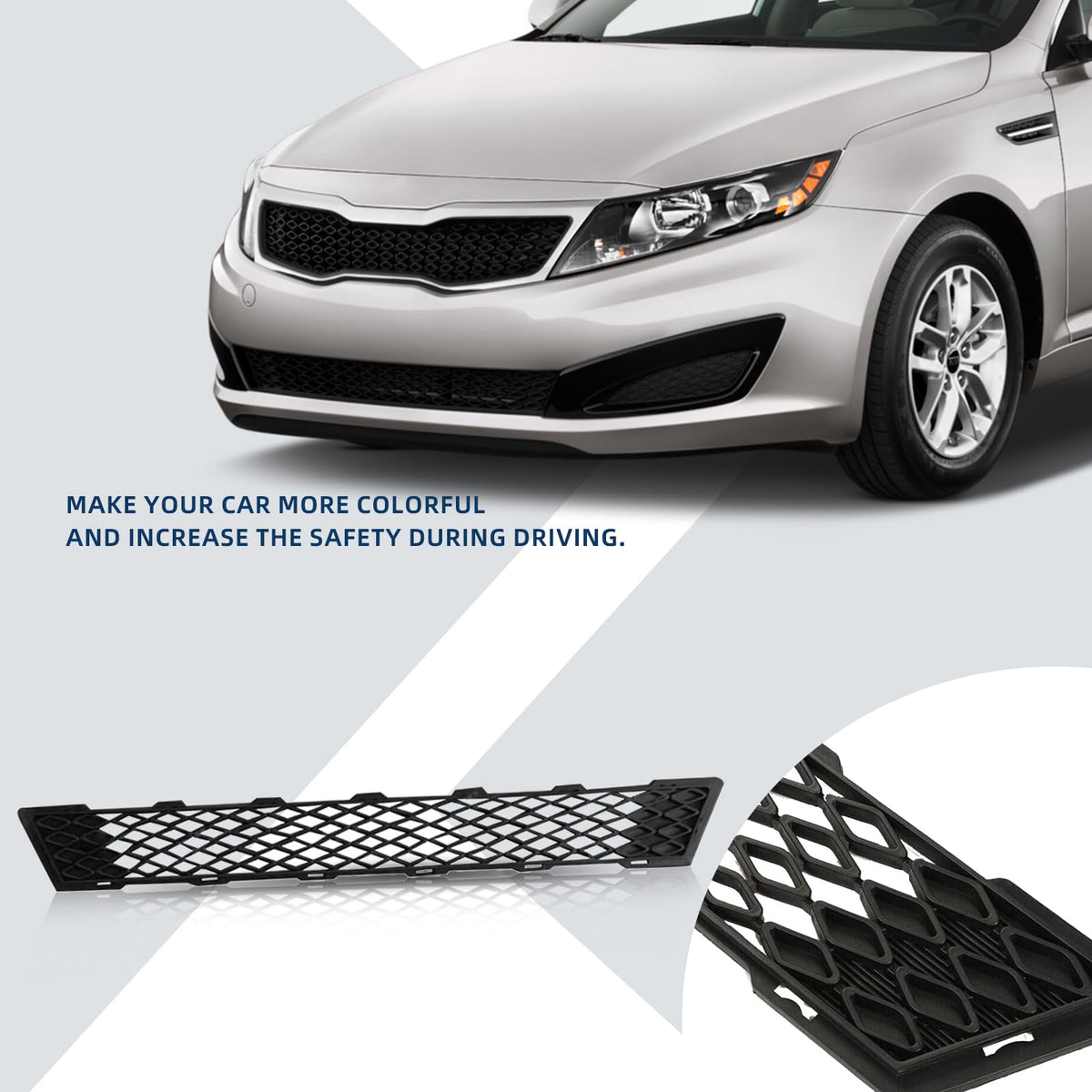 Kspeed grille held beside ruler for scale to confirm correct Optima fit