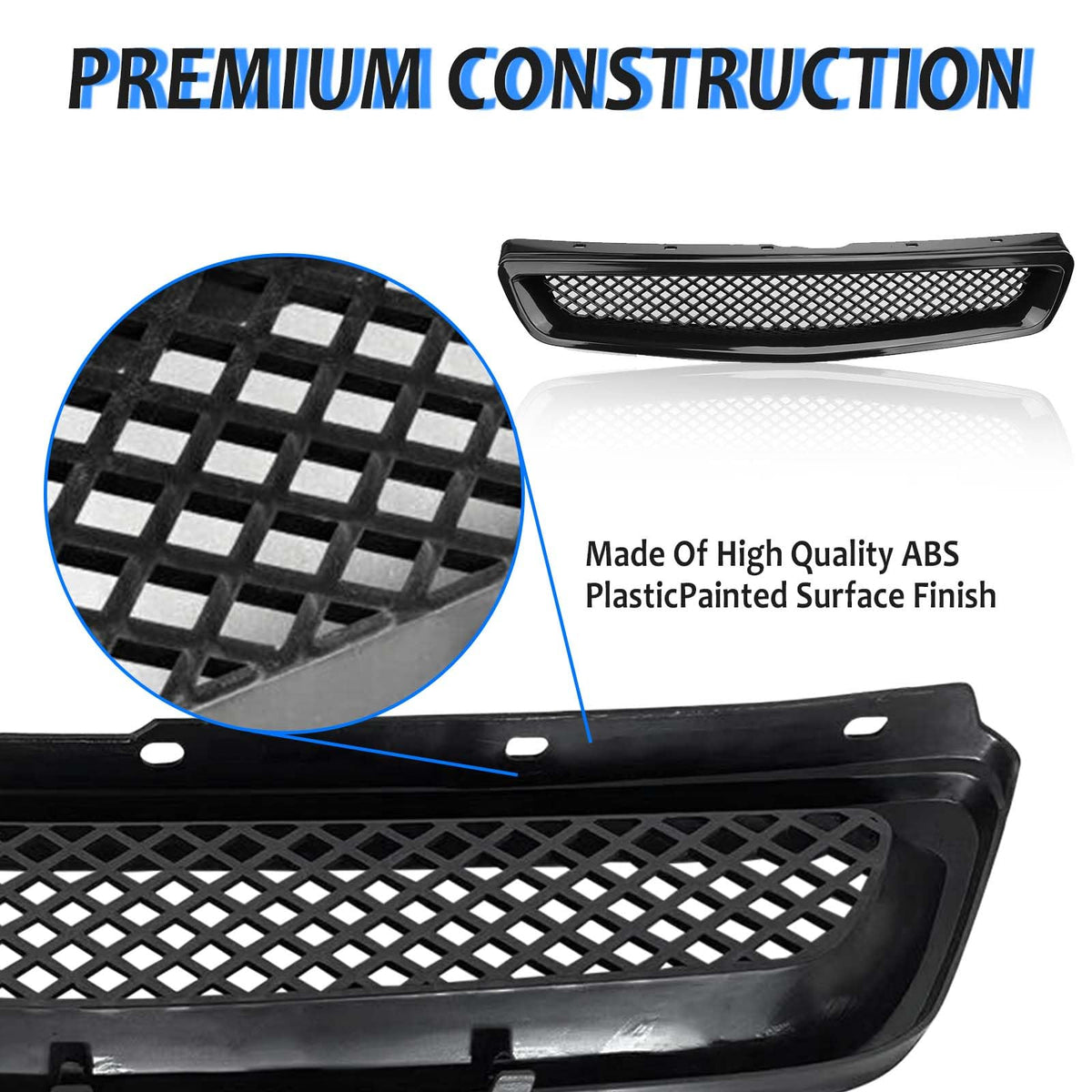 Kspeed grille installed on Civic coupe demonstrating improved front aesthetics and airflow