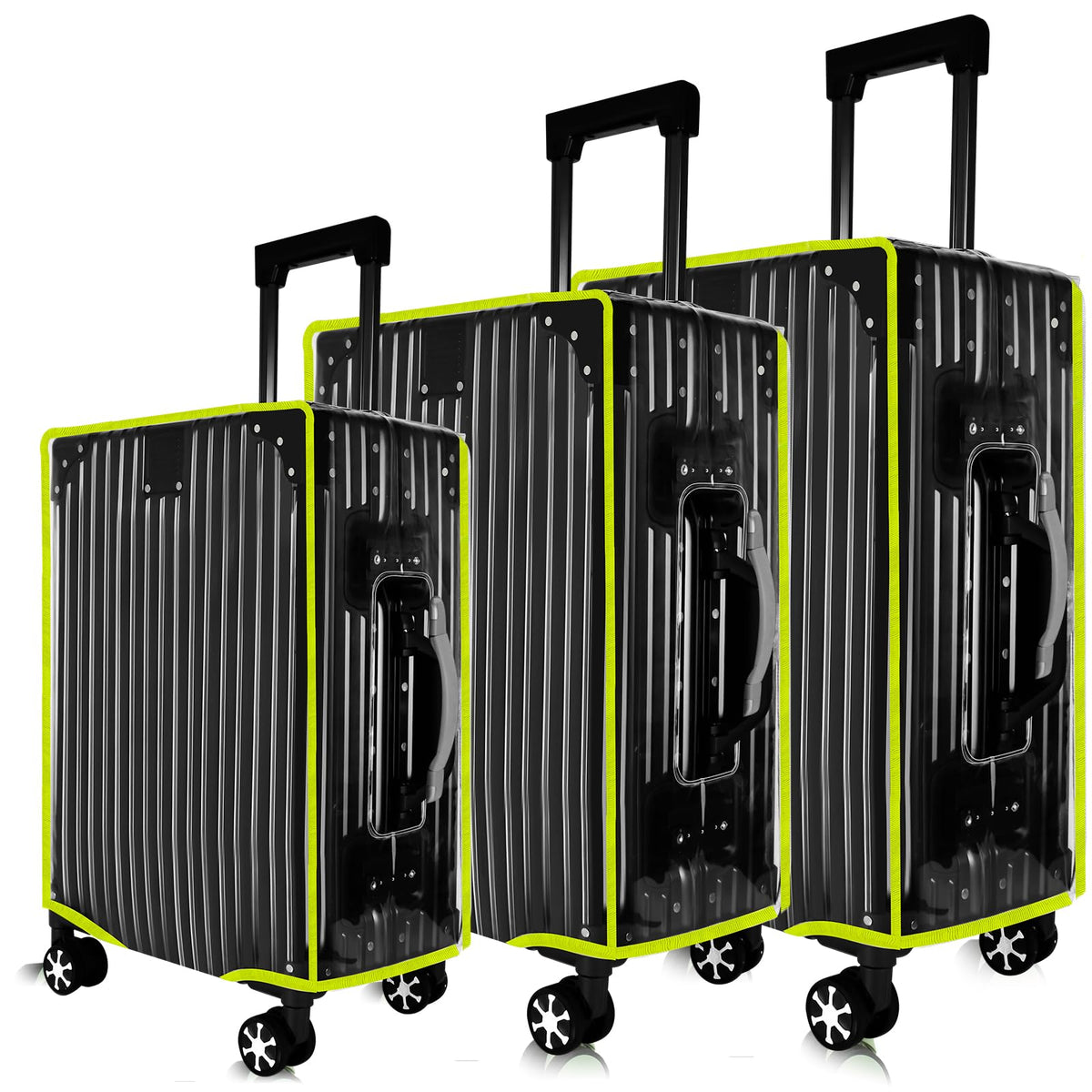 KSSZZCO front view of clear cover showing full suitcase protection and visibility