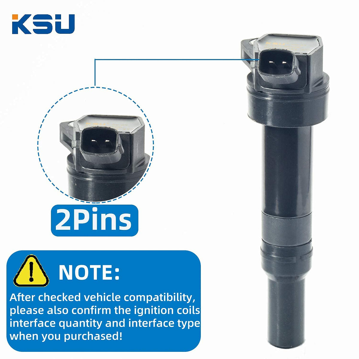 KSU ignition coil beside ruler showing compact size for tight bays
