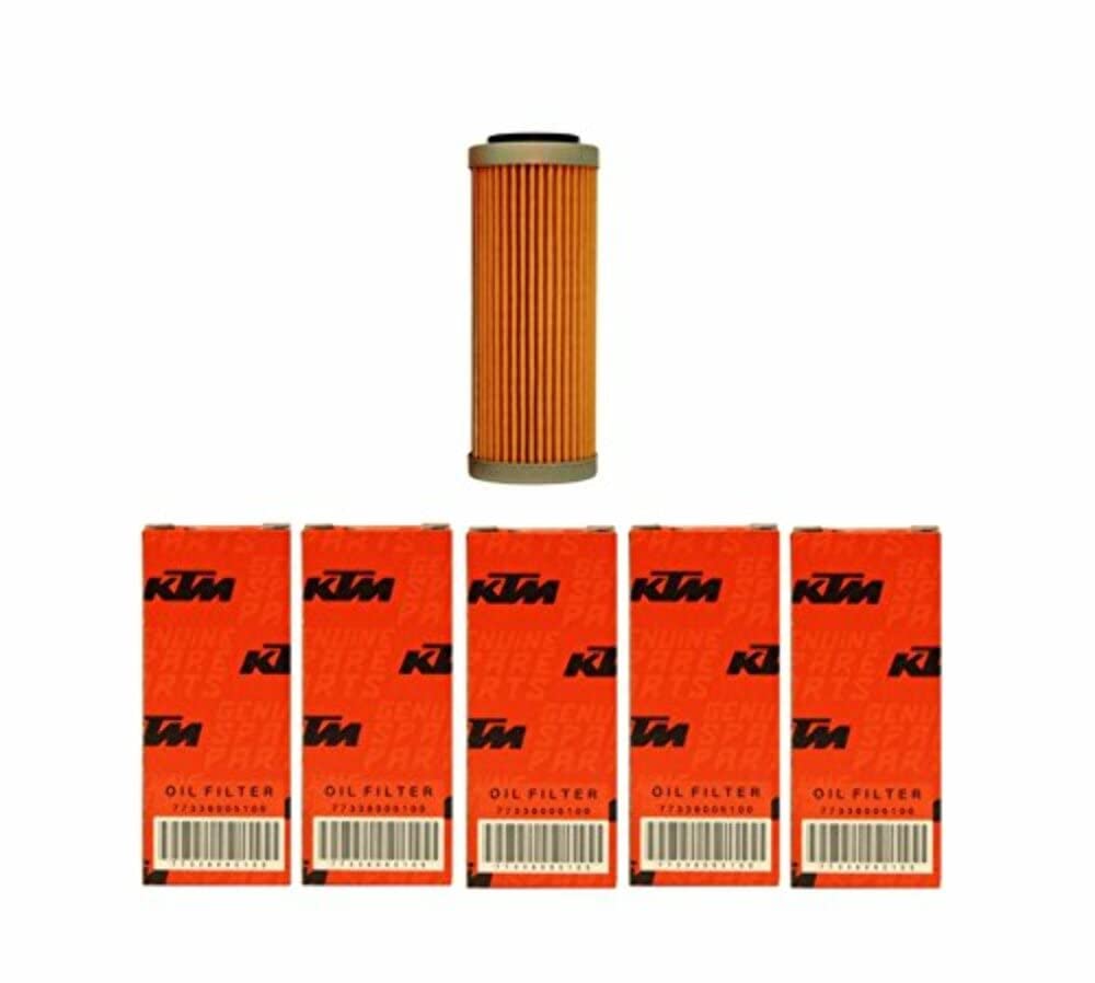 KTM oil filter close-up of pleated media showing OEM filtration benefit