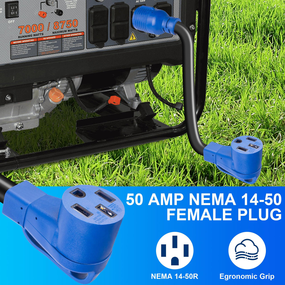KTOEBYCO plug locked to generator delivering secure stable power
