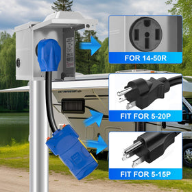 KTOEBYCO top-down of four 5-20R/5-15R outlets offering multiple appliance access benefit