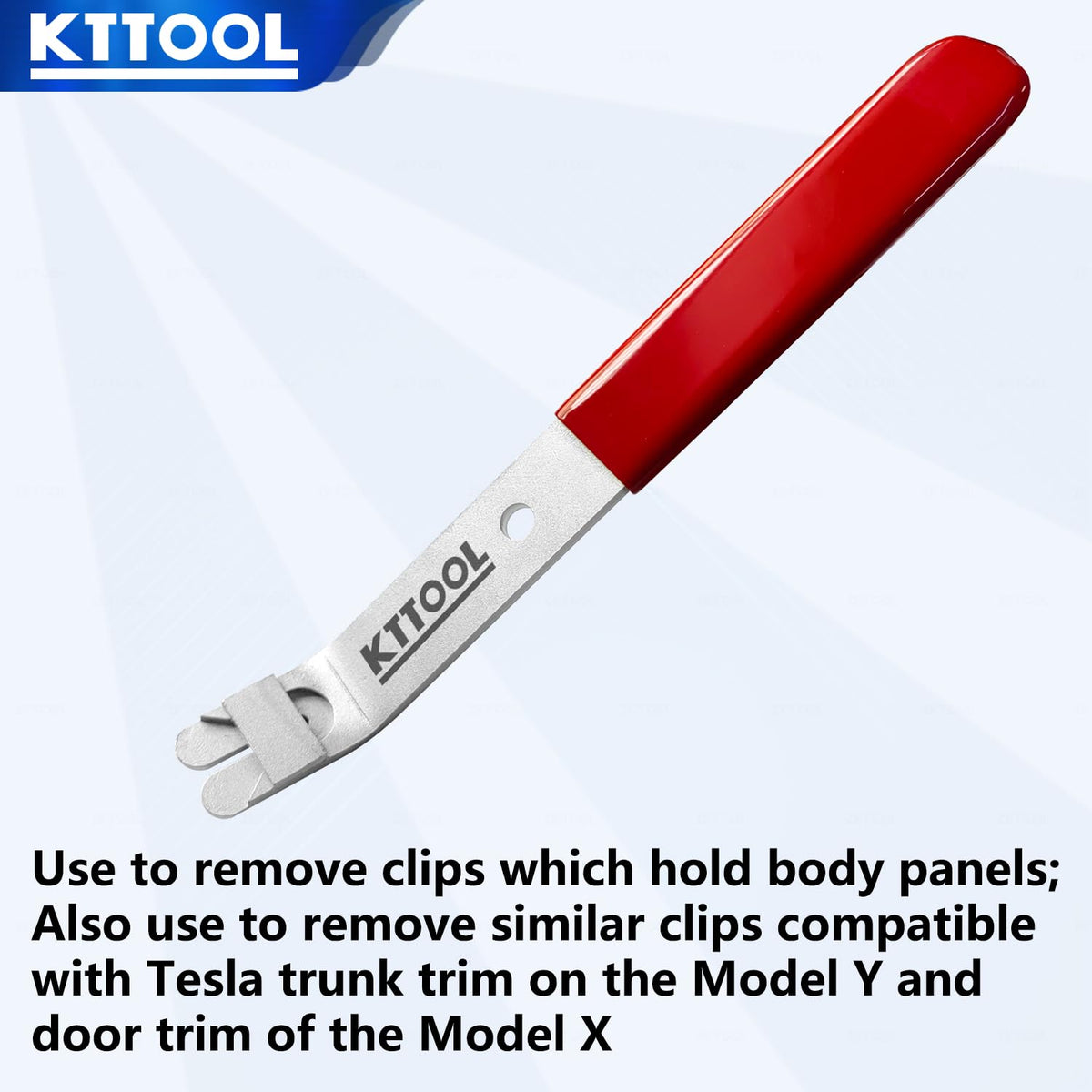KTTOOL removing Tesla trunk trim demonstrating safe damage-free extraction