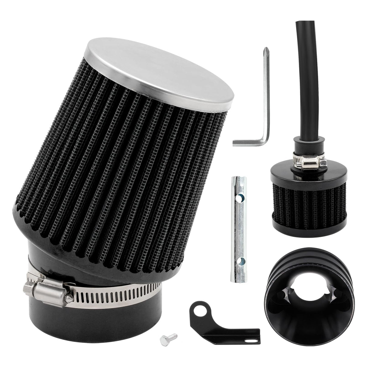 KTUMININV front view of 62mm air filter showing intake and mesh protects engine