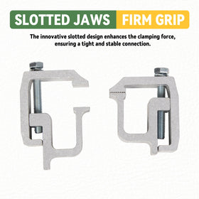 KUAFU clamp attached to truck bed lip illustrating secure mounting without drilling benefit