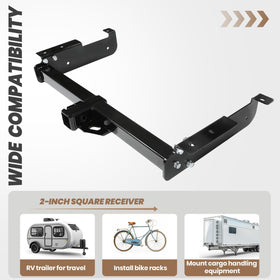 KUAFU hitch mounted to Chevy Express rear demonstrating secure attachment