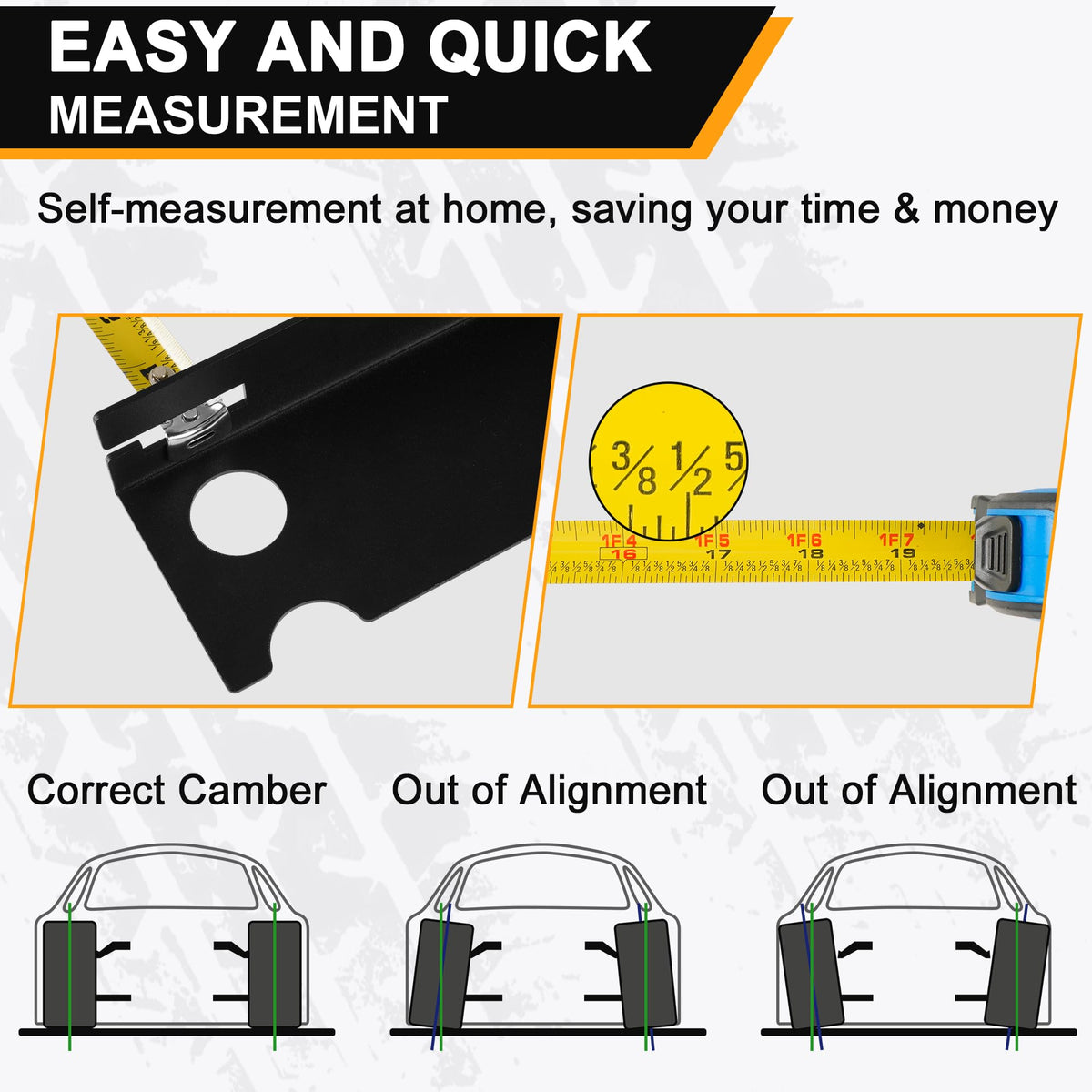 kuaiben imperial tape measure detail showing clear markings and non-slip slot for accuracy