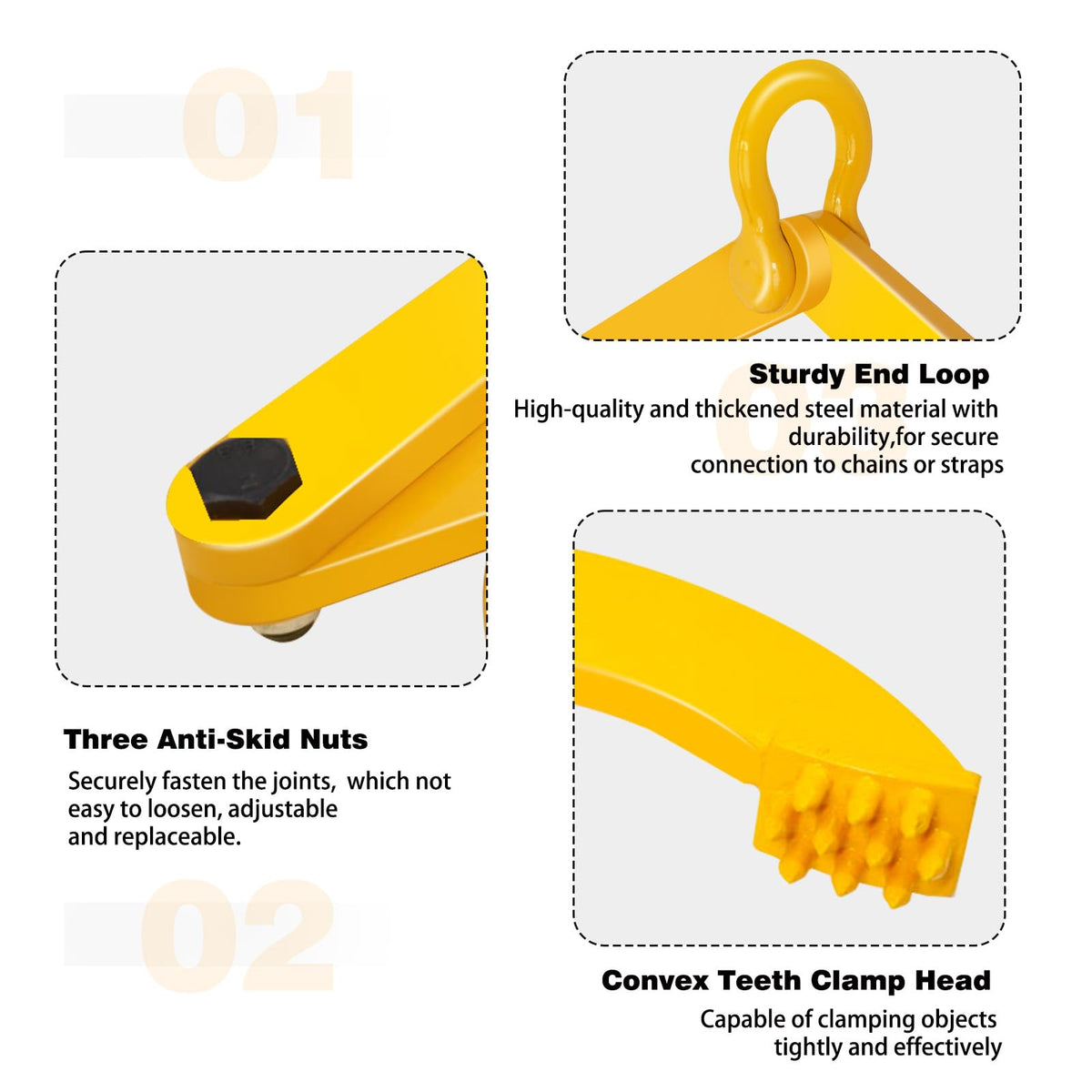 kuailebuy detailed view of arched end loop and anti-skid nuts for safe attachment