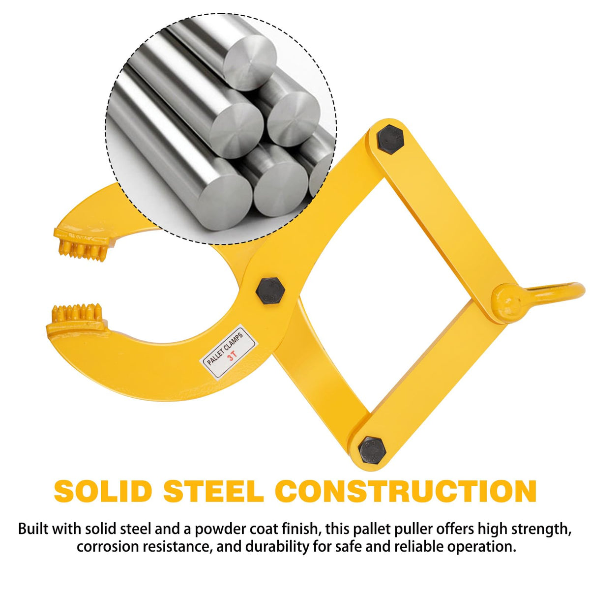 kuailebuy jaw opened to 6.7 inch showing fit for common pallet stringers