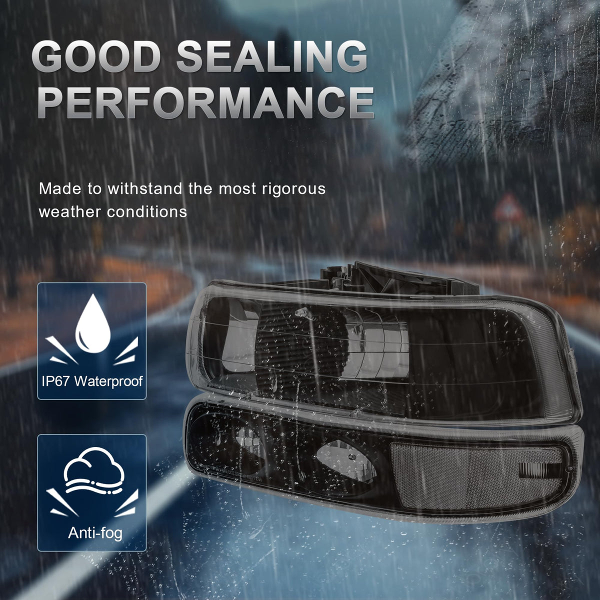 KUIPERAUTO close-up of reflector showing improved lighting pattern and reduced dark spots