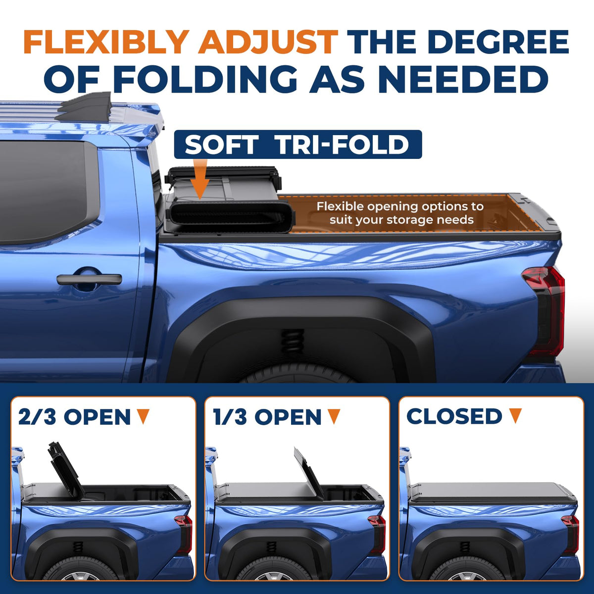 KUIPERAUTO folded tri-section showing fast partial and full bed access