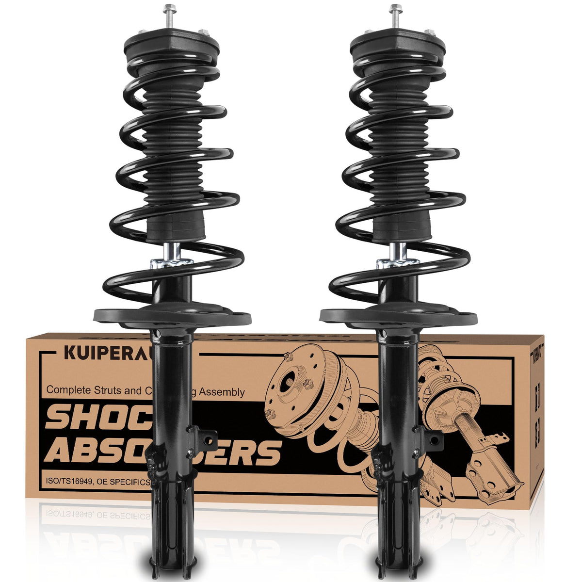 KUIPERAUTO rear strut front view showing mounting points and fitment benefit