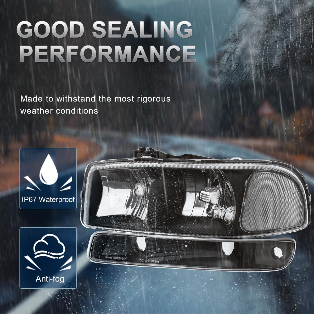 KUIPERAUTO side profile black housing highlighting durable corrosion resistance