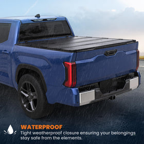 KUIPERAUTO tonneau cover partially folded while loading outdoor gear easily