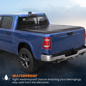 KUIPERAUTO folded cover giving partial bed access and cargo flexibility benefit