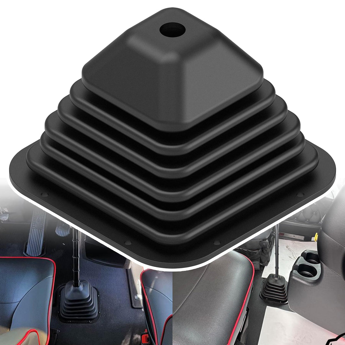 Kujunpao front view of shift boot showing fit and finish, improves cab appearance