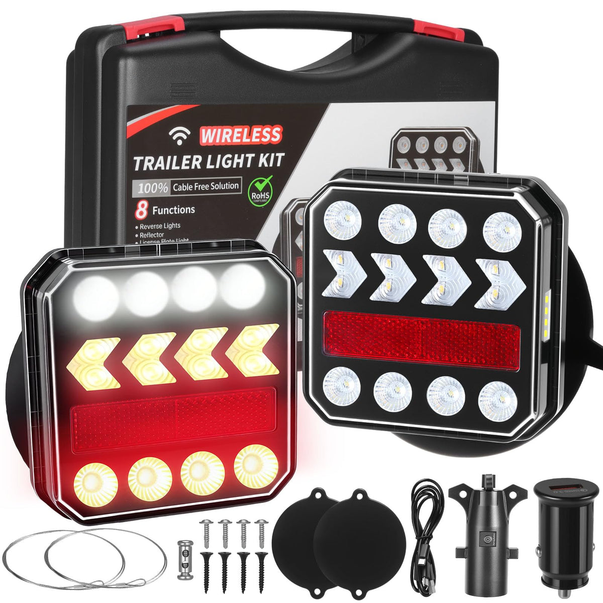 KUKANTST front view of packaged kit showing complete tow light set and carry case for easy transport