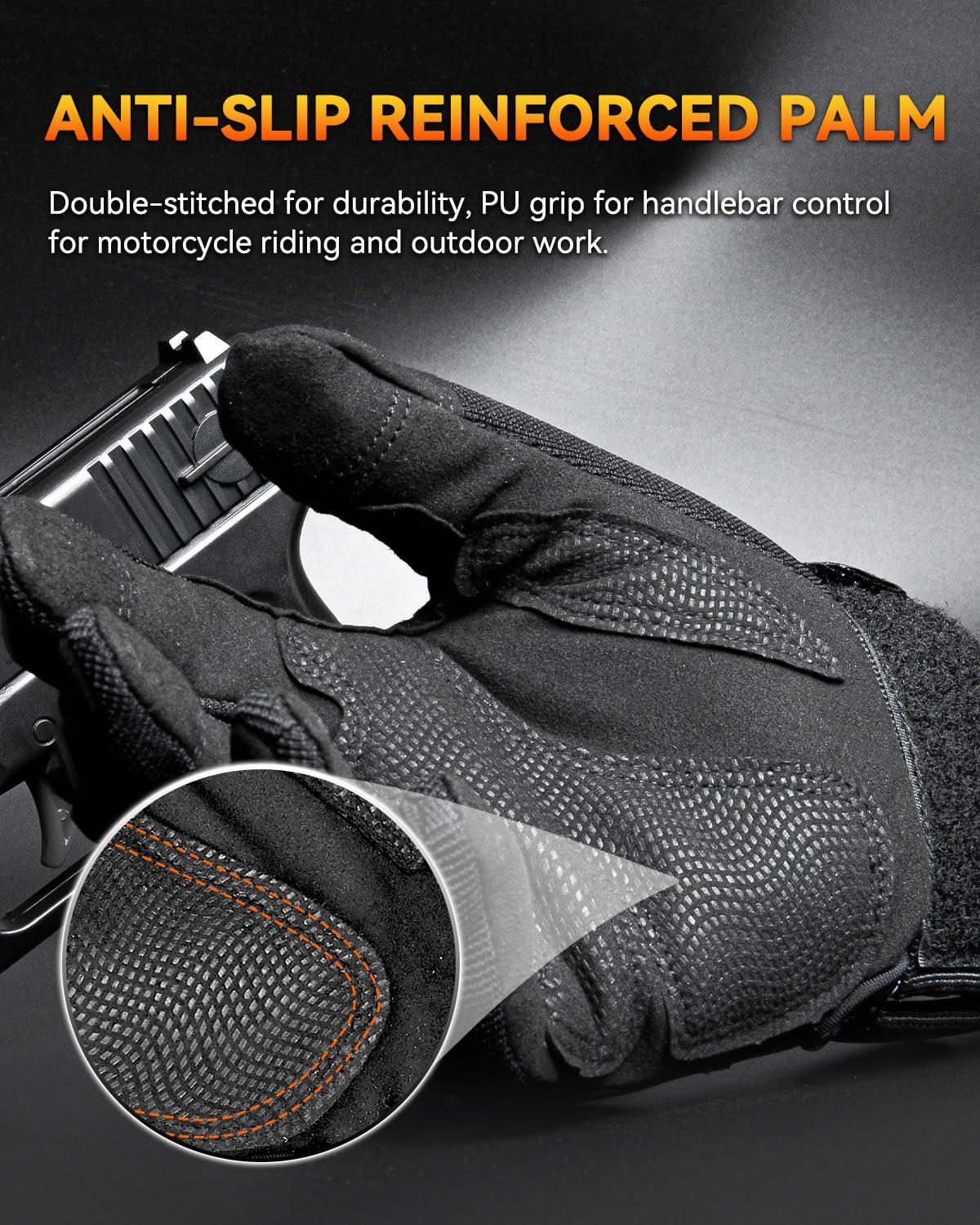 KUMGIM microfiber palm detail demonstrating non-slip grip benefit