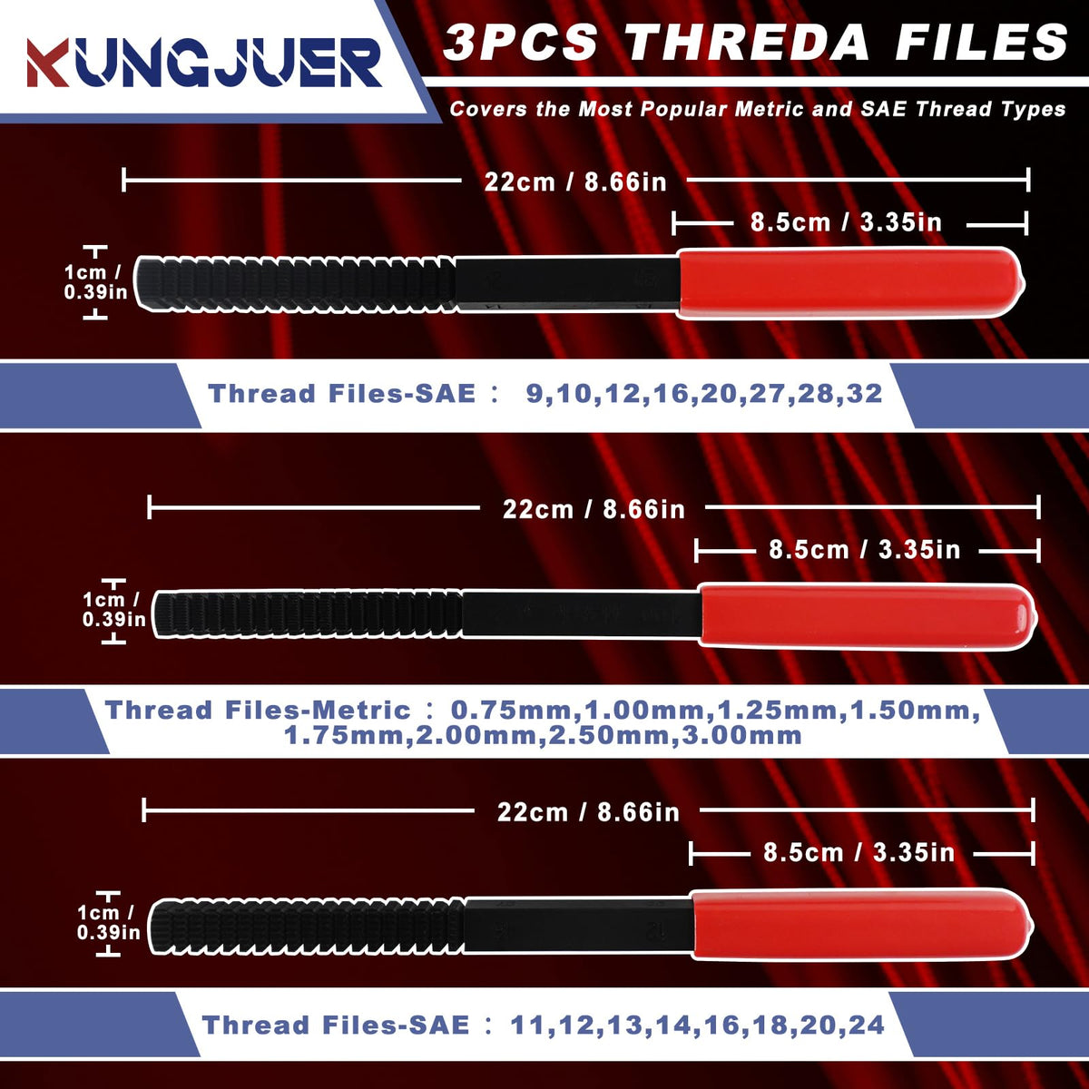 KUNGJUER close-up of file teeth profile for precise thread restoration benefit