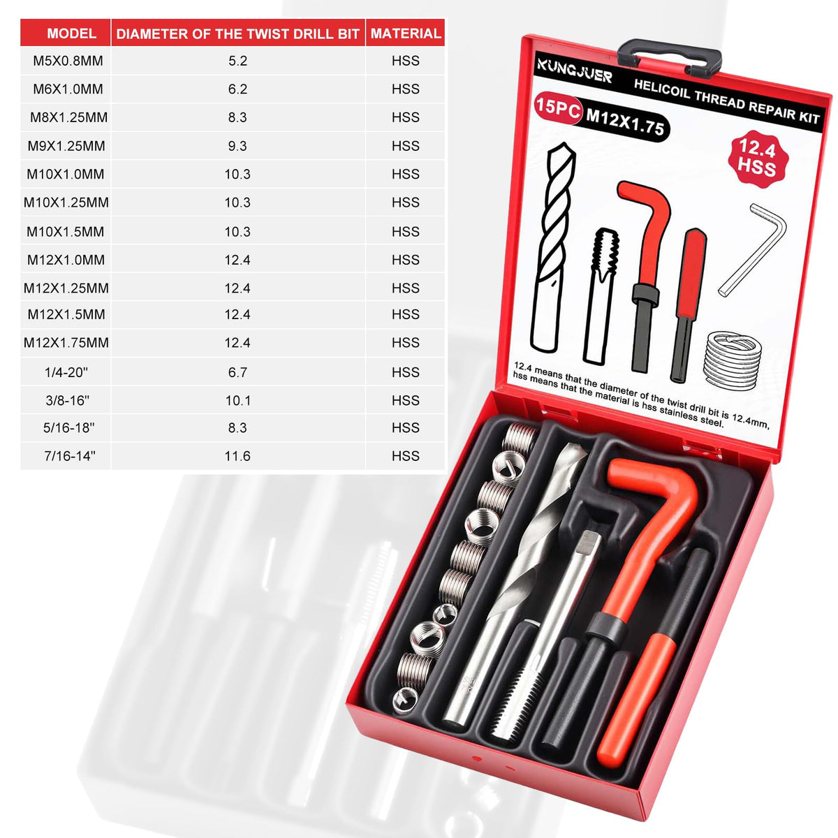 KUNGJUER engraved tools markings for fast selection and efficient workflow