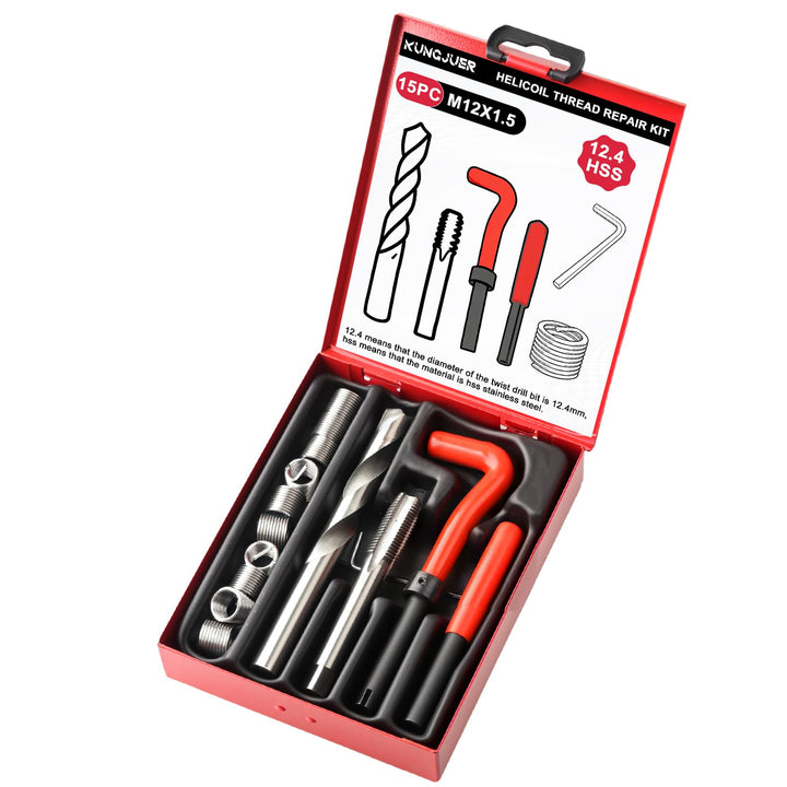 KUNGJUER front packaging showing complete M12x1.5 repair kit for convenience