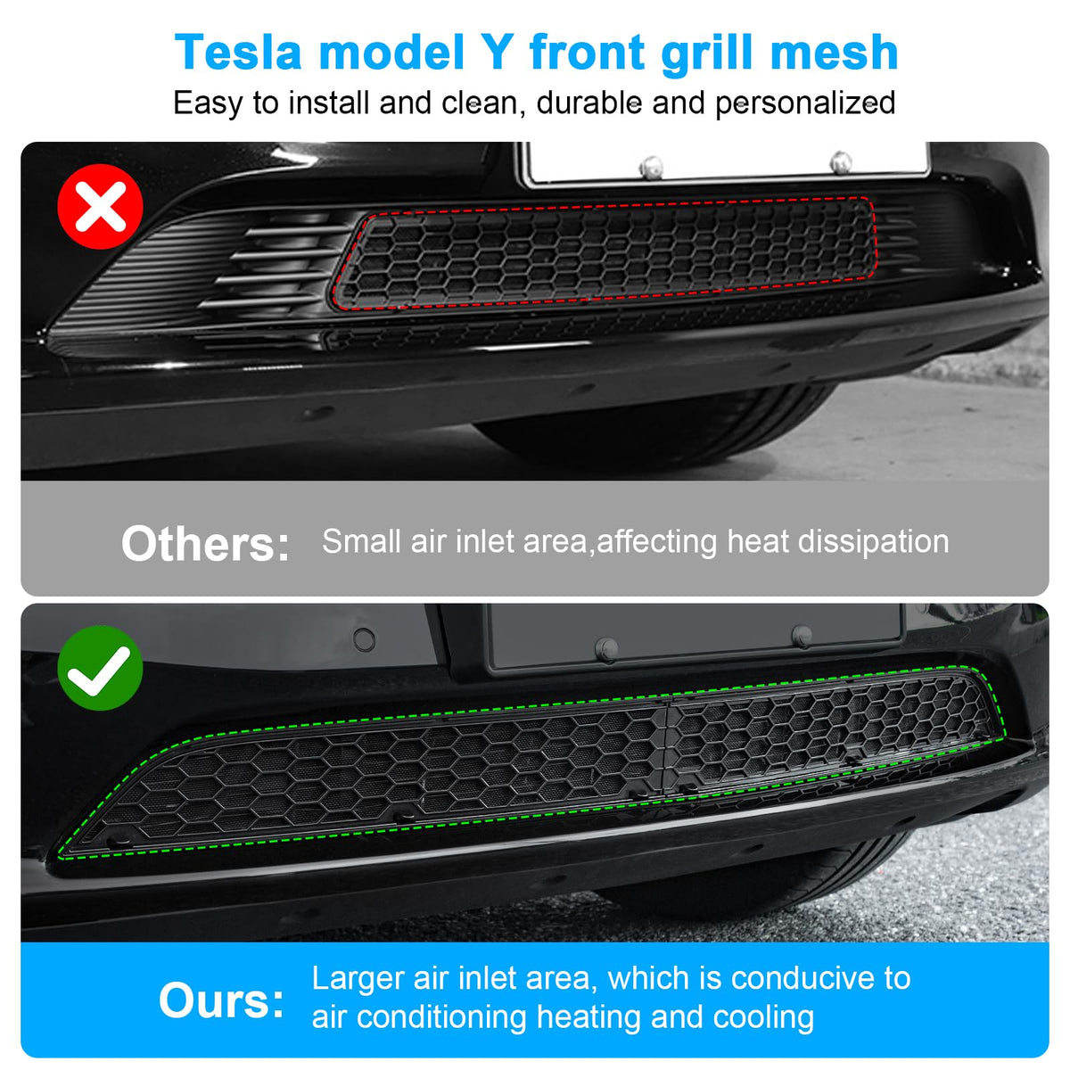 KUNIST installed on Tesla Model Y front showing debris protection