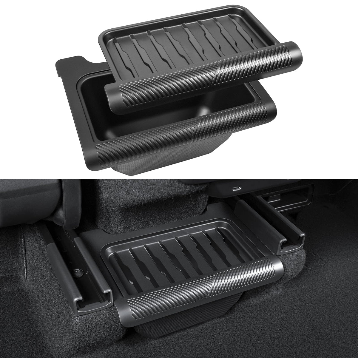 KUNIST front view in Model Y Juniper showing seamless fit and tidy trunk benefit